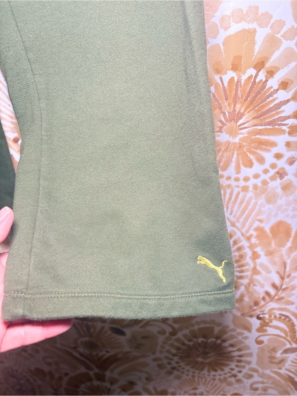 PUMA Women's Green Cropped Yoga Pants Drawstring Athletic Lounge Capri Athleisur - Picture 7 of 10